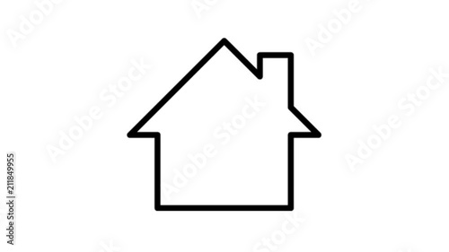 House. Home Page, protection Animation Flat line icon stock video design drawing isolated on white symbol background