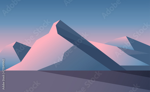 Low poly beautiful mountain landscape. Vector illustration. © svetlaborovko
