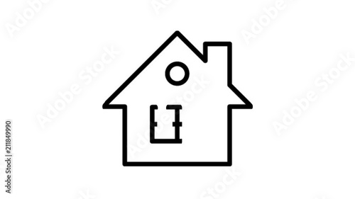 House. Home Page, protection Animation Flat line icon stock video design drawing isolated on white symbol background