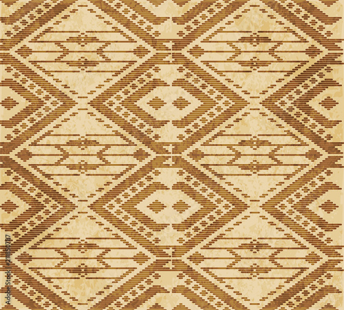 Retro brown cork texture grunge seamless background triangle check polygon cross stitch frame line