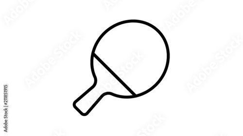 Tennis Sports Animation Flat line icon stock video design drawing isolated on white symbol background
