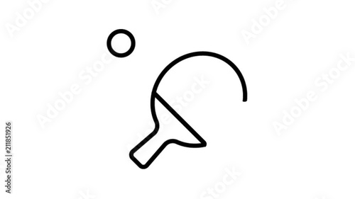 Tennis Sports Animation Flat line icon stock video design drawing isolated on white symbol background