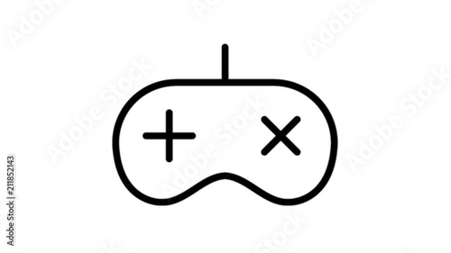 Joystick Game Animation Flat line icon stock video design drawing isolated on white symbol background