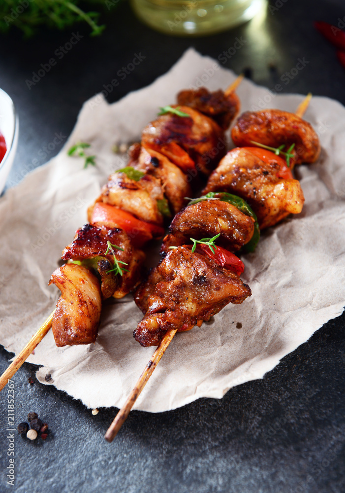 Skewers with meat and vegetables
