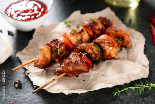 Skewers with meat and vegetables