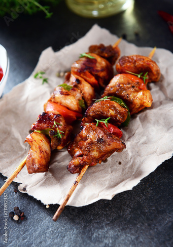 Skewers with meat and vegetables