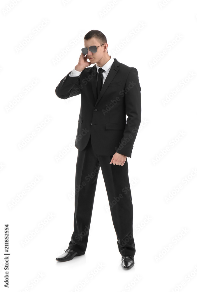Male security guard in uniform on white background Male security guard in uniform on white background