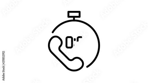 Phone. Calls Animation Flat line icon stock video design drawing isolated on white symbol background