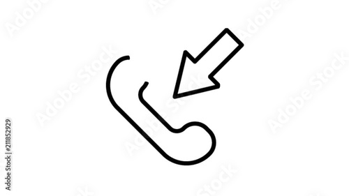 Phone. Calls Animation Flat line icon stock video design drawing isolated on white symbol background