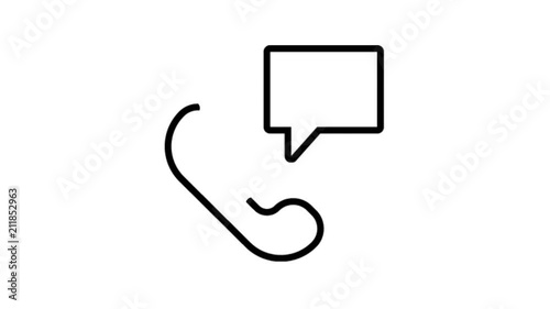 Phone. Calls Animation Flat line icon stock video design drawing isolated on white symbol background