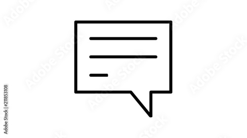 Chat Bubbles Animation Flat line icon stock video design drawing isolated on white symbol background