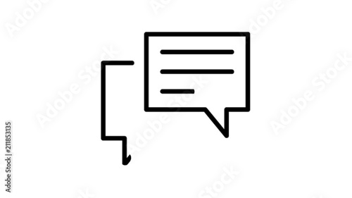 Chat Bubbles Animation Flat line icon stock video design drawing isolated on white symbol background