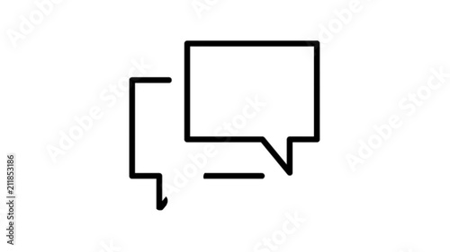 Chat Bubbles Animation Flat line icon stock video design drawing isolated on white symbol background