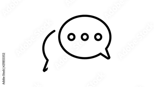 Chat Bubbles Animation Flat line icon stock video design drawing isolated on white symbol background
