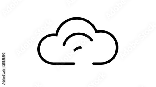 Cloud Wi-Fi Animation Flat line icon stock video design drawing isolated on white symbol background