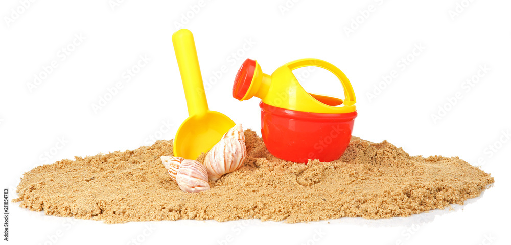 Composition with beach objects on white background Composition with beach objects on white background