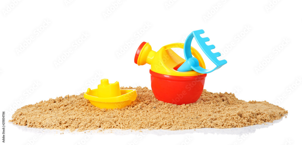 Composition with beach objects on white background Composition with beach objects on white background