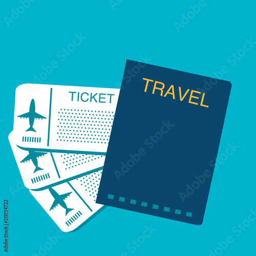 vector travel document passport for traveling abroad with plane tickets