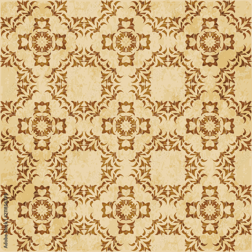 Retro brown cork texture grunge seamless background botanic curve cross leaf flower Retro brown cork texture grunge seamless background botanic curve cross leaf flower
