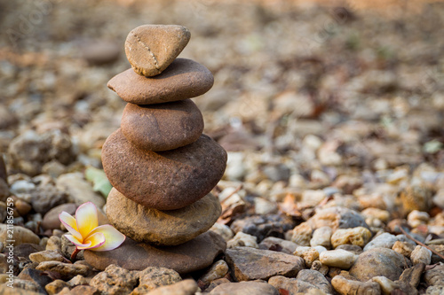 Stones stack in ZEN Concept with natural blurred background.