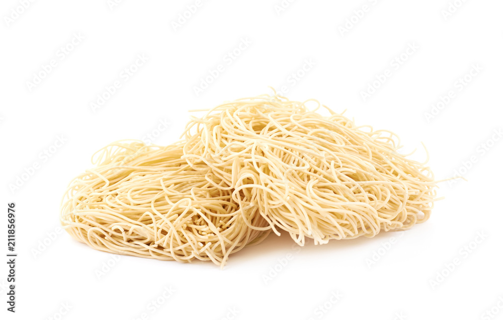 Block of instant noodles isolated