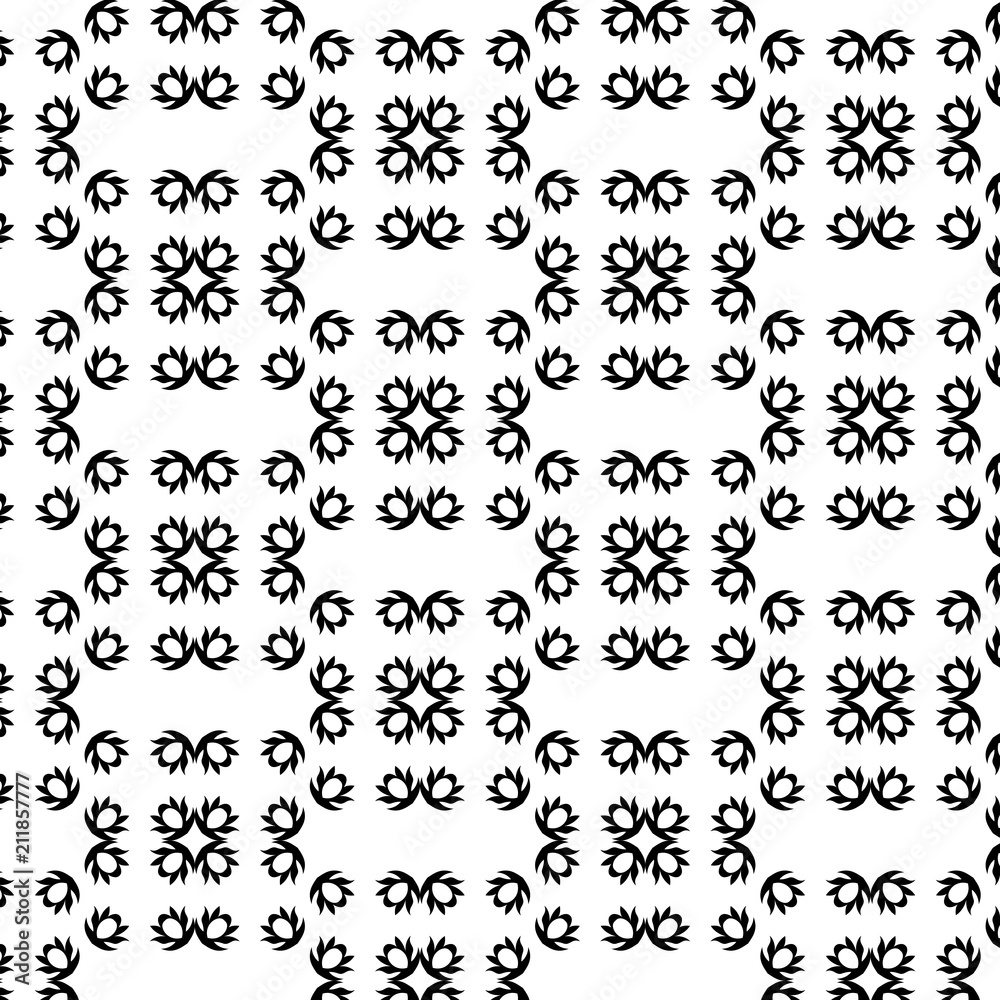 Black and white decorative pattern for wallpaper, textile designing and printing