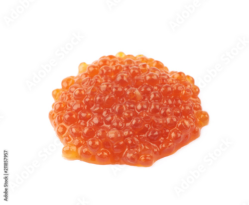 Pile of red caviar isolated