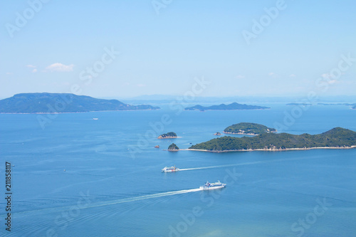 Ferryboats passing by one another on the seto inland sea,Takamatsu,shikoku,japan