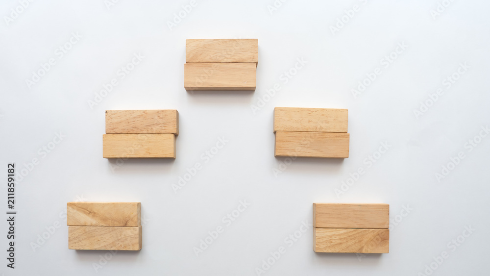 wood block stack graph on white background
