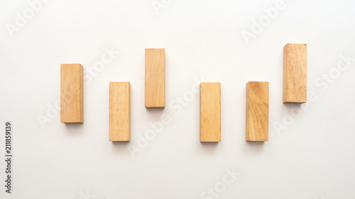 wood block stack graph on white background