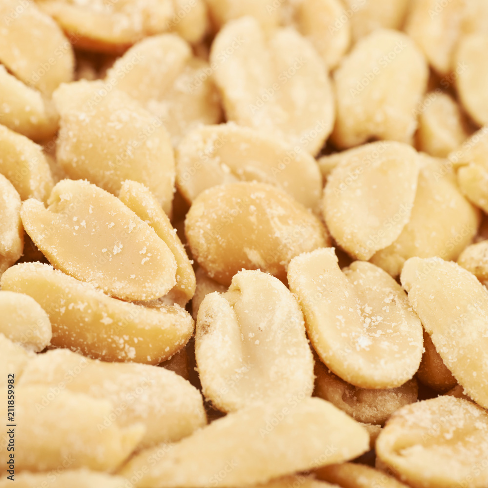 Surface coated with salted peanuts