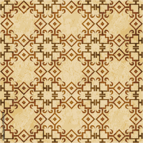 Retro brown cork texture grunge seamless background check square curve cross frame chain