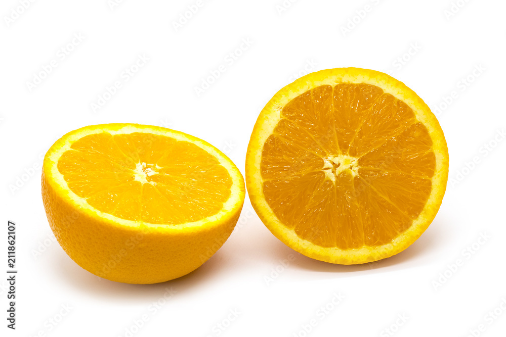 Image of Fresh orange fruits with slices isolated on white background. Fruit. Food. Image of Fresh orange fruits with slices isolated on white background. Fruit. Food.