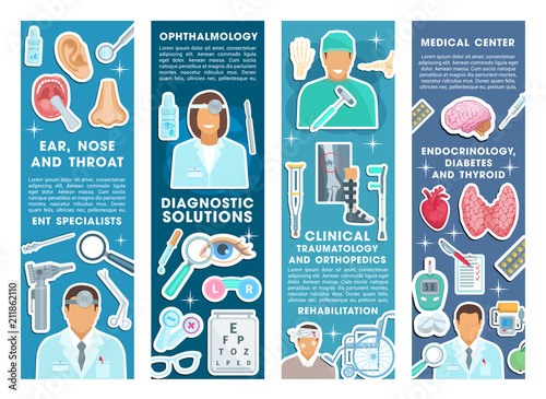 Vector medical banners for health medicine