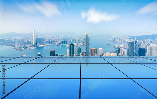 Photography Hongkong Victoria Harbour scenery and glass floor