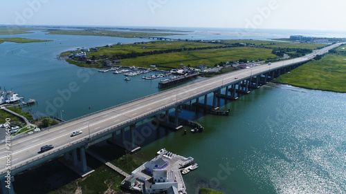 Wildwood New Jersey Shore Aerial of Bridge and Marshes