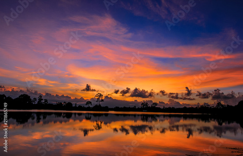 Twilight sky color is bright  natural beauty. It is very rare in the summer.