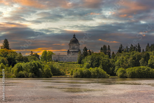 Sunrise at Capitol Lake in Olympia Washington photo