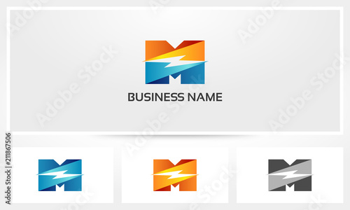 M Letter Bolt Thunder Lightning Logo