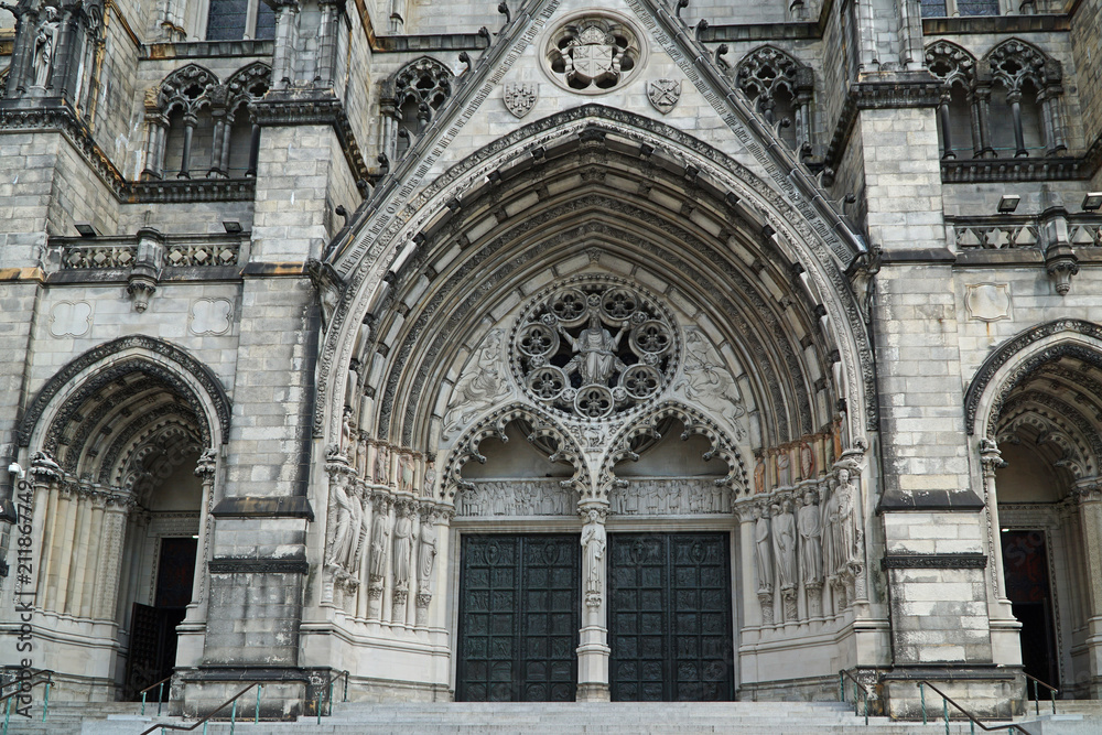 The Cathedral of St. John the Divine in New York is a large church in the style of medieval gothic cathedrals in Europe. 