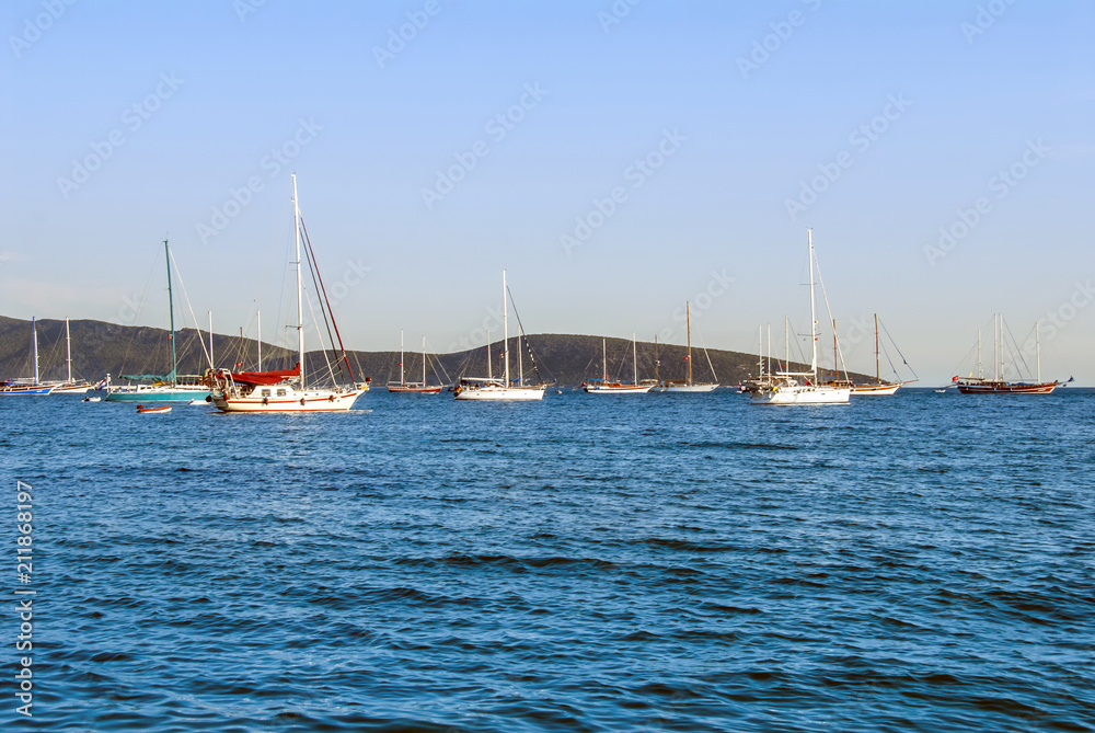 Bodrum, Turkey, 28 May 2010: Sailboats at Aegean Sea Bodrum, Turkey, 28 May 2010: Sailboats at Aegean Sea
