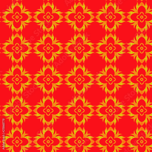 Seamless golden shapes vector with red background for texture and design