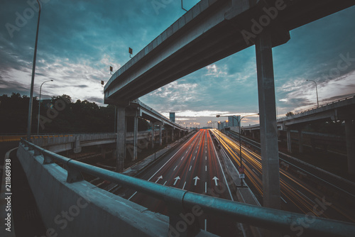 Photography Traffic at Dawn in Kuala Lumpur