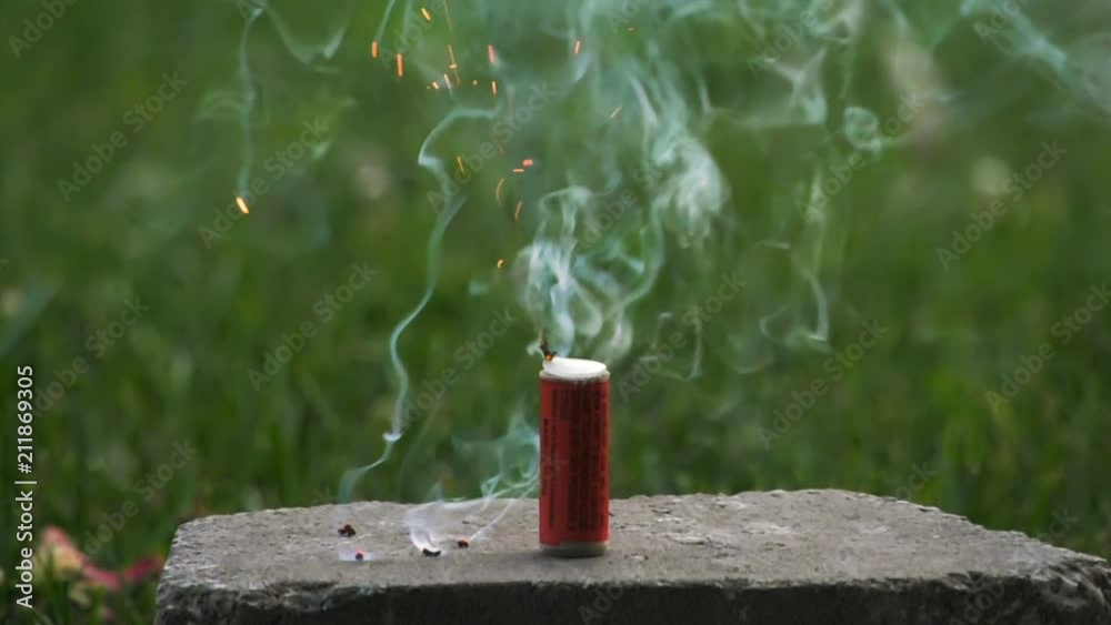 Slow motion of a firecracker blowing up
