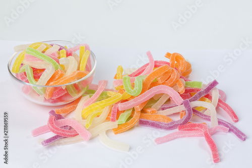 Long Soft Colorful Chewy Sugary Sour Candy Gummy Sweet Assortment ,