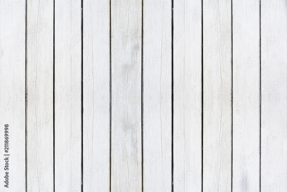 Obraz premium Wood texture background, white wood planks. Grunge washed wooden wall pattern