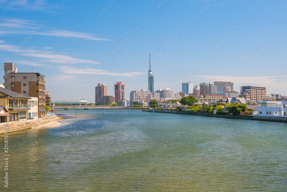 Fototapeta premium Fukuoka city skyline in Japan