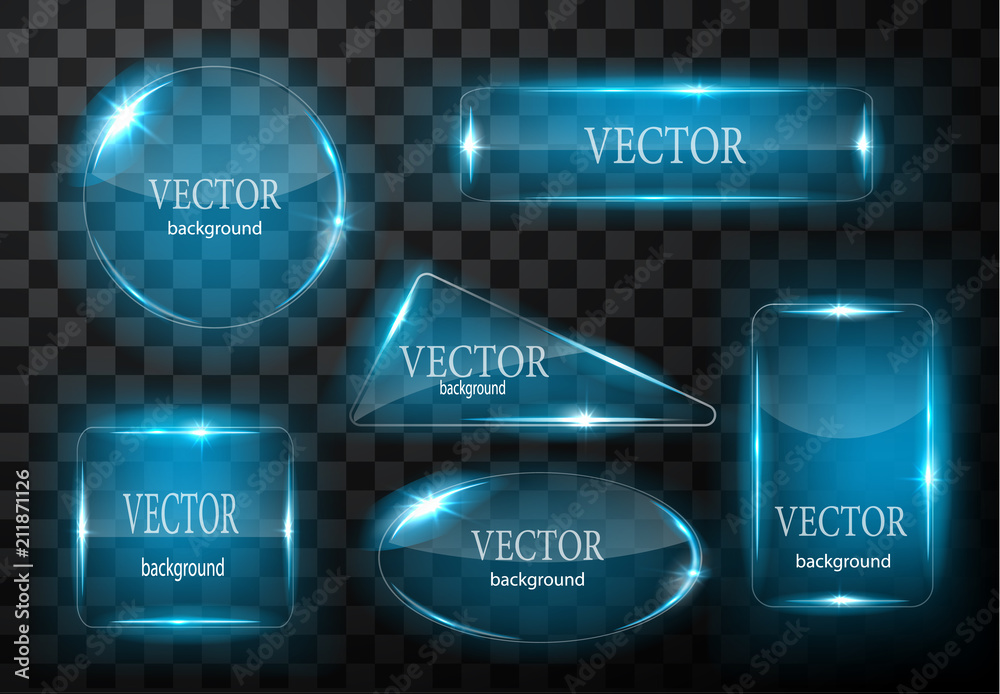 Glass vector button plane. Easy editable background