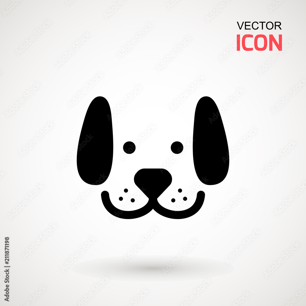 Dog head icon. Flat style. Cartoon dog face. Vector illustration isolated on white. Silhouette simple. Animal Logotype concept. Logo design template Dog head icon. Flat style. Cartoon dog face. Vector illustration isolated on white. Silhouette simple. Animal Logotype concept. Logo design template