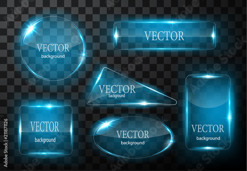 Glass vector button plane. Easy editable background photo